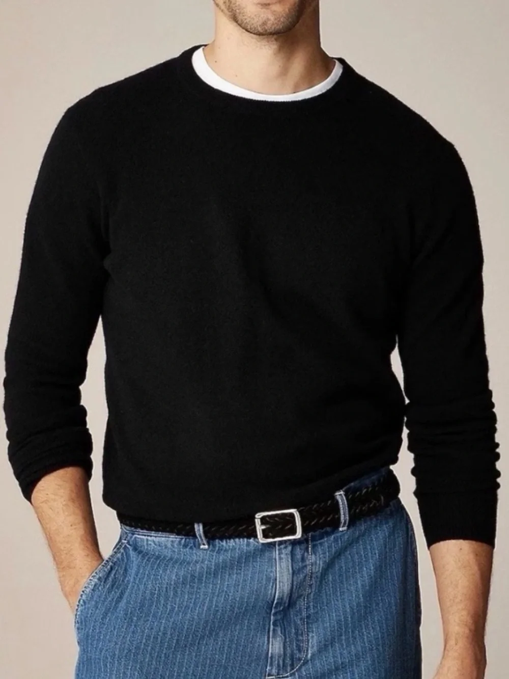J. Crew Men's 100% Cashmere Crewneck Sweater Black Medium